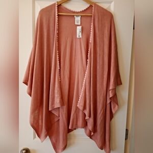 Penningtons Dusty Rose Open-Front Draped Cardigan/Shall